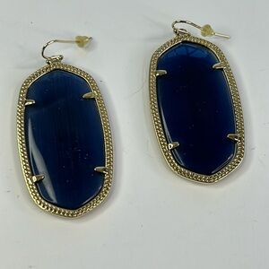 Kendra Scott 14K gold plated navy earrings 2" Statement Earrings